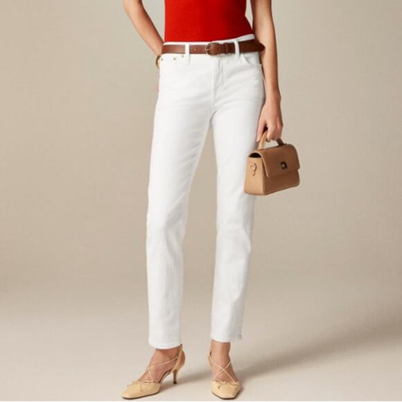 J.Crew 2003 Petite Slim Jean WMNS 26P White Denim Mid-Rise Super Stretch Zip Fly - Picture 1 of 8